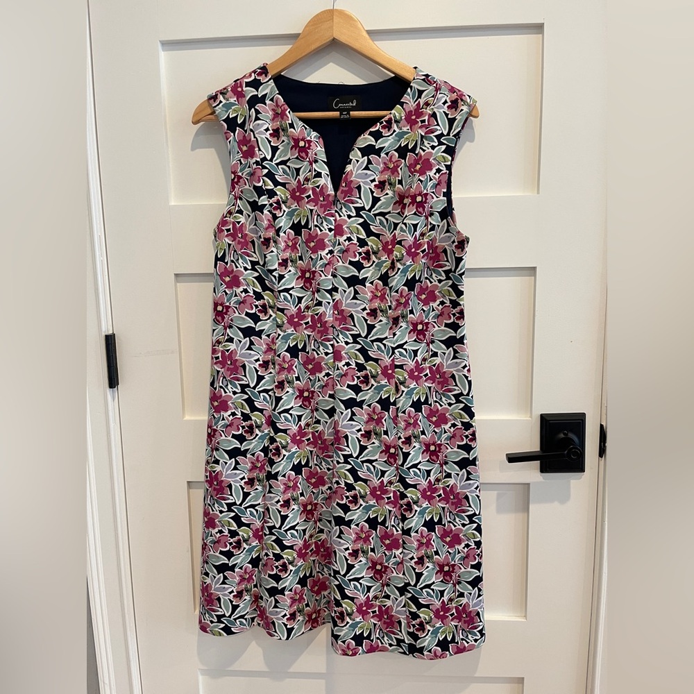 Connected Apparel Black and Pink Floral Mini Dress Size 10P